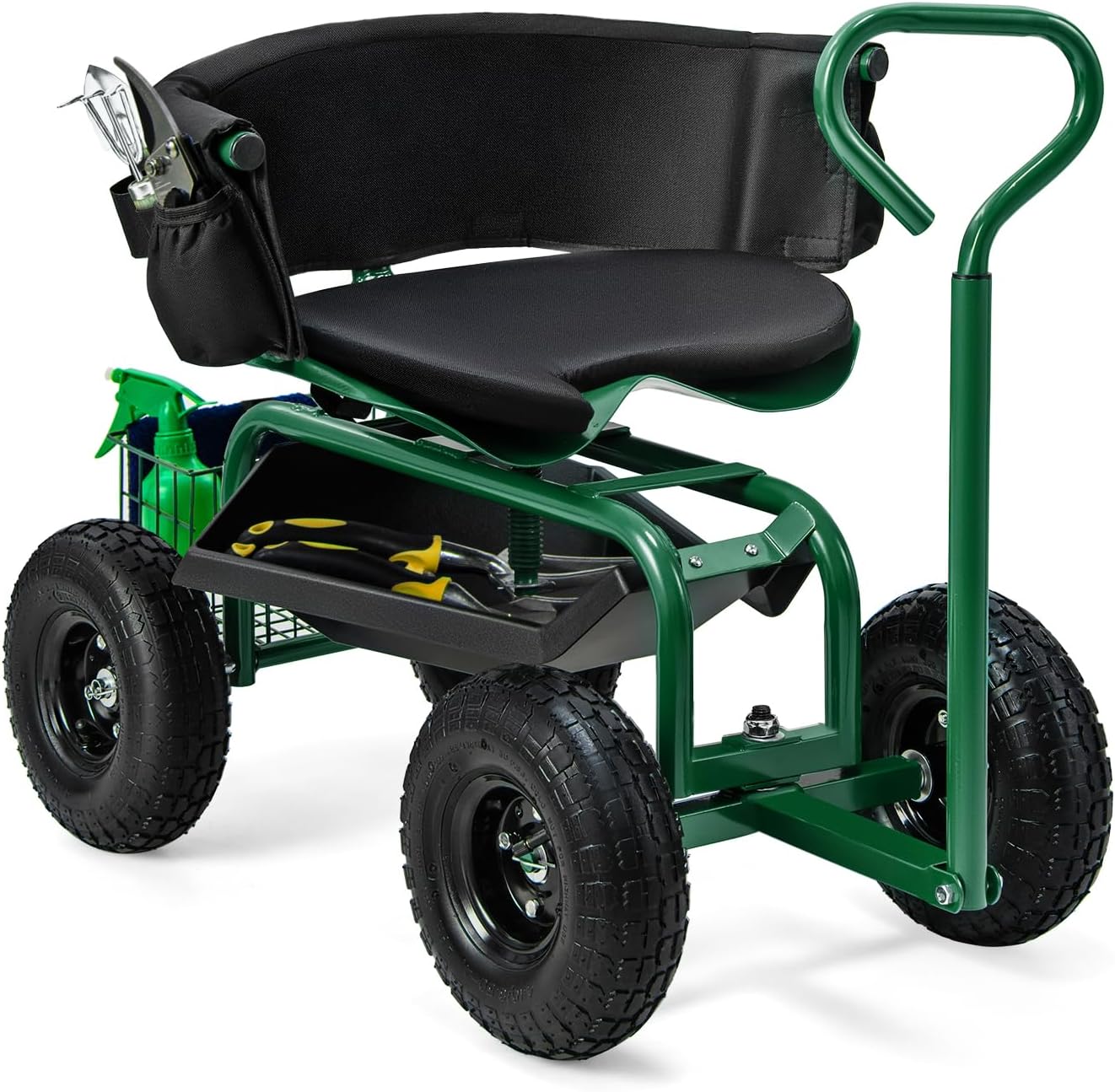 Gardening Tools For Seniors - Rolling Gardening Seat with Wheels, Adjustable