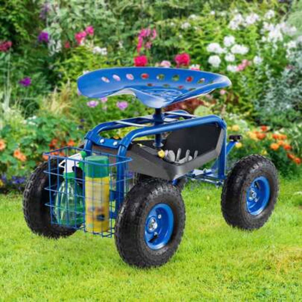 Gardening Tools For Seniors - Garden Cart Rolling Work Seat with