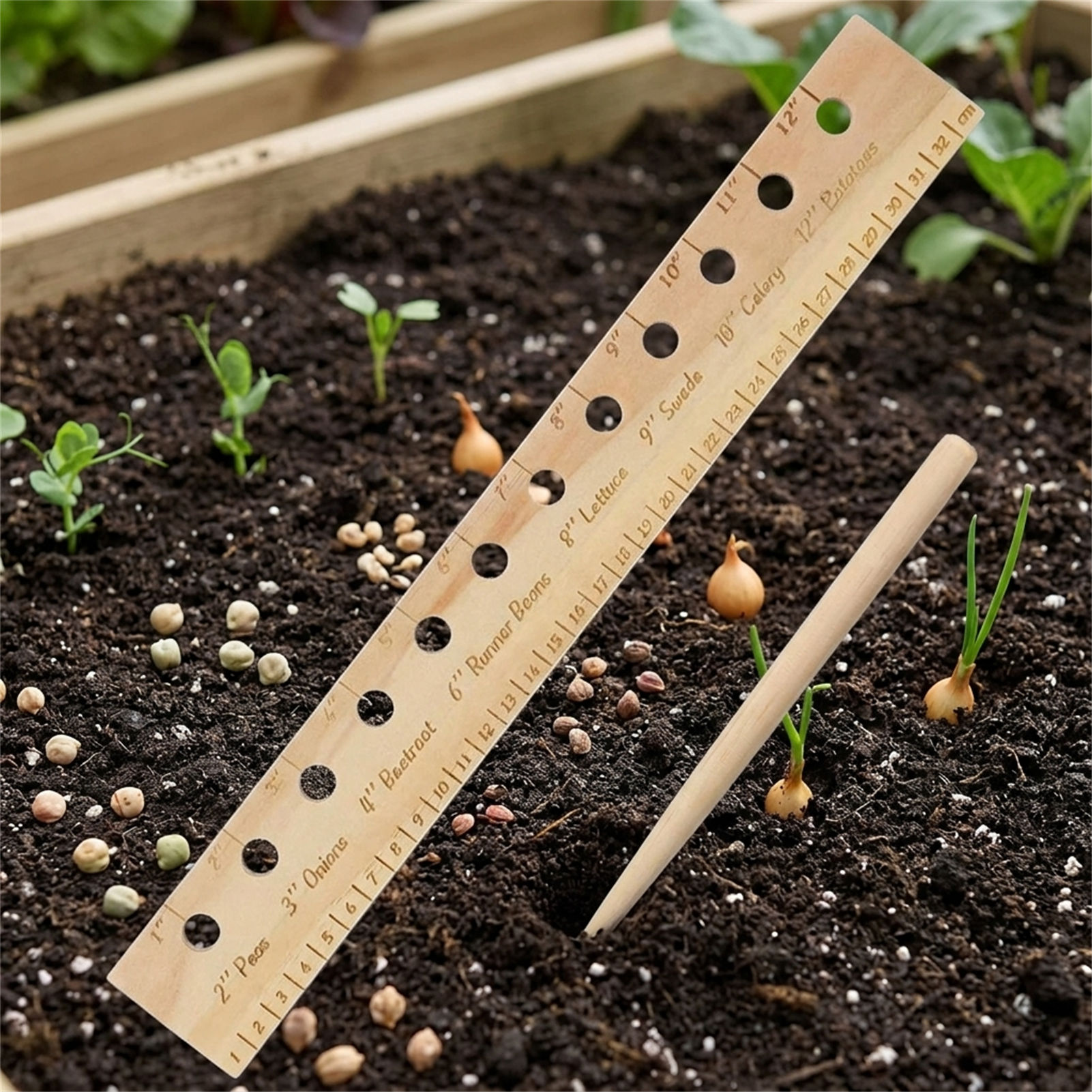 Solid Wood Planting Ruler for  - đánh giá và giá Gardening Tools Vegetables